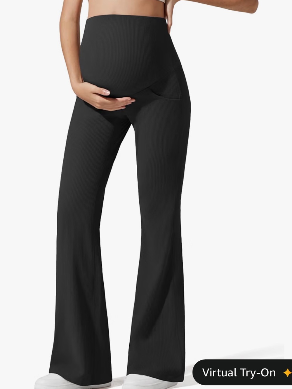 G4Free ribbed maternity flare yoga pant medium  black